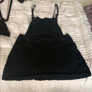 Black denim overall dress